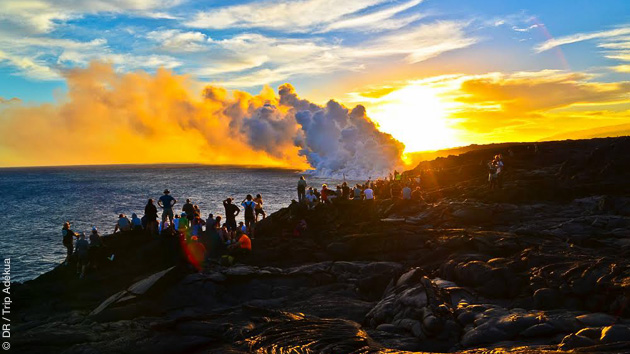 trek et volcan en éruption à Hawaii